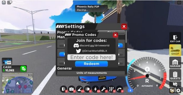 Drive World redeem codes