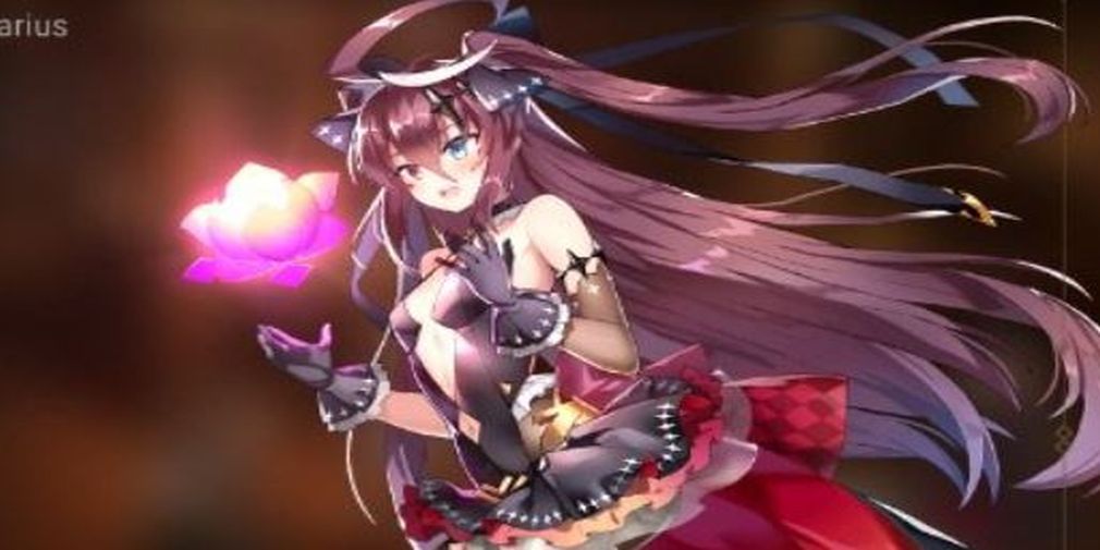 Luluca with her long hair, creating a purple flower