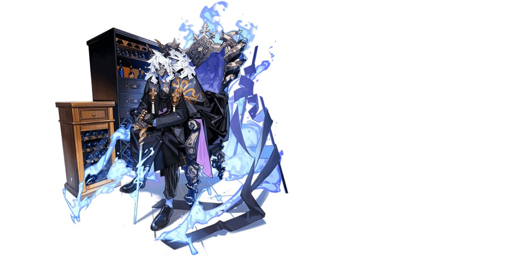 Alchemy Stars character Istvan surrounded by flames