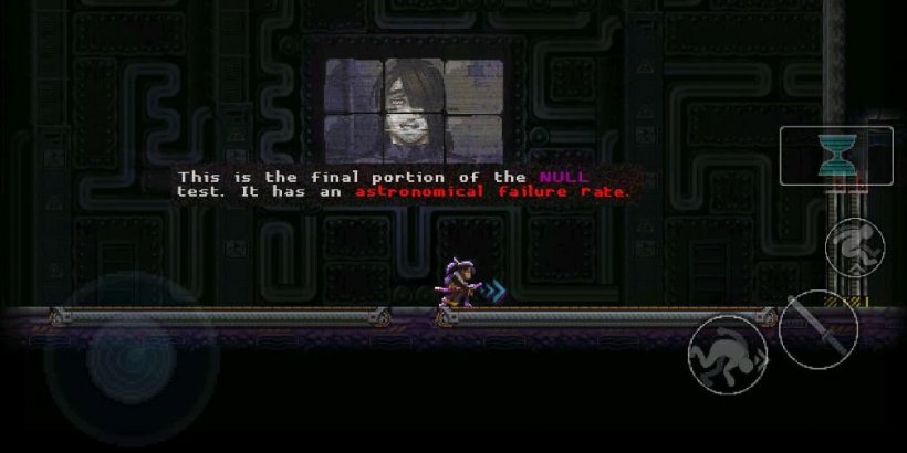 Main characters standing below a huge street ad in Katana Zero