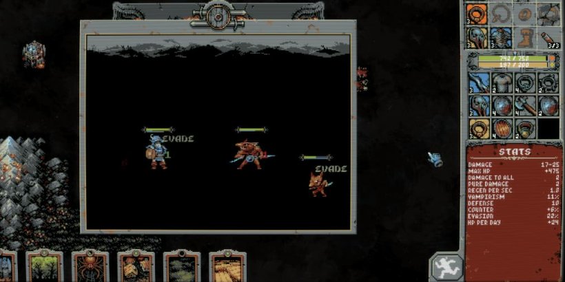 Warrior fighting two creatures