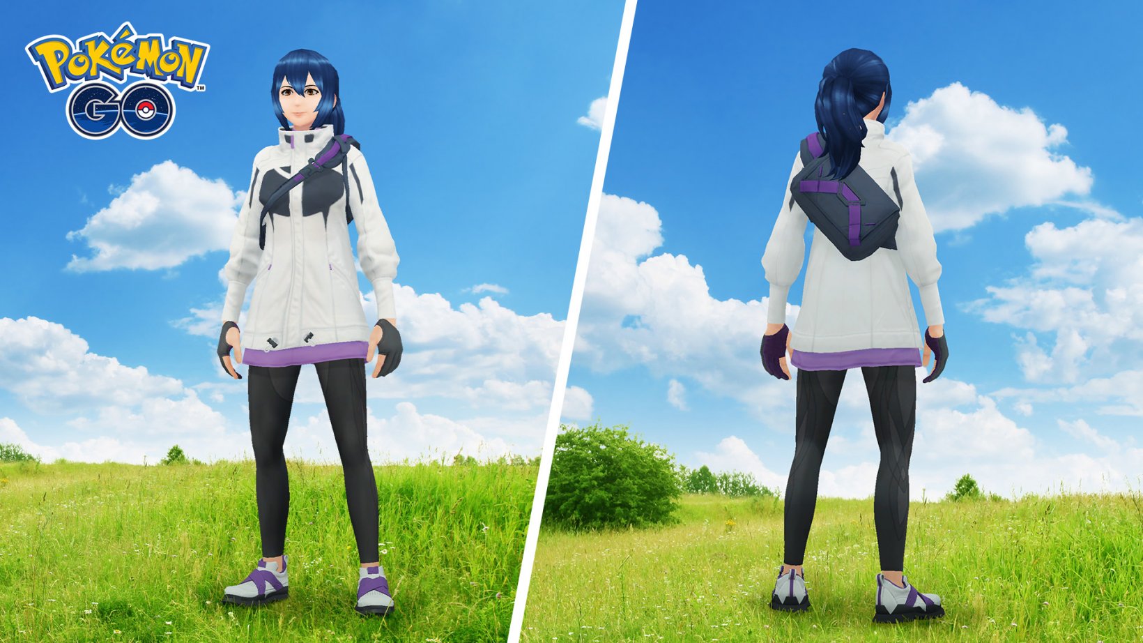 female pokemon go trainer dressed in white