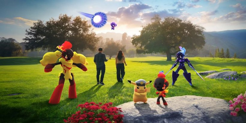 people and pokemon standing in the garden in the world of wonders season