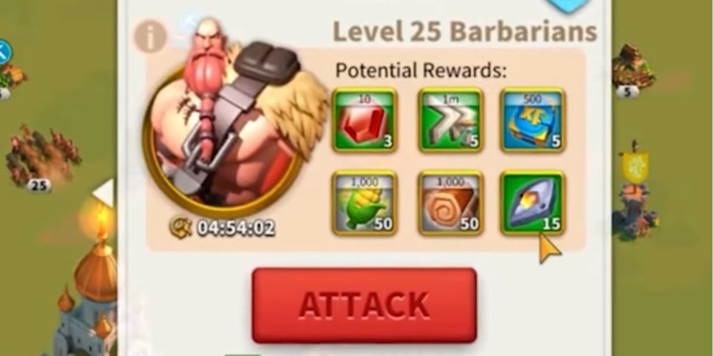 Level 25 barbarians and rewards that you'll get for defeating them