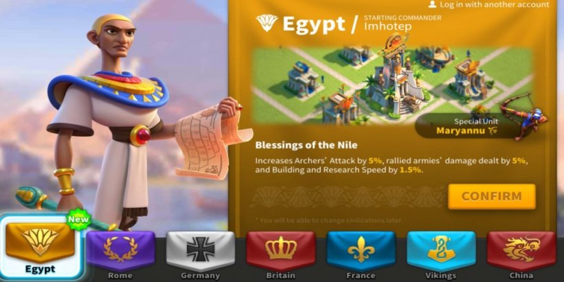 Rise of Kingdoms Egypt civilization guide and tips