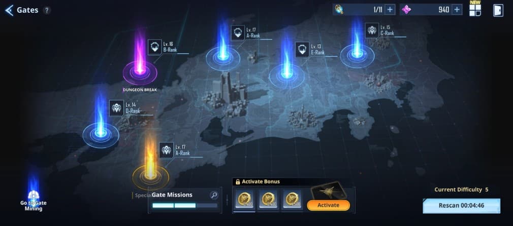 Solo Leveling Arise Gates layout