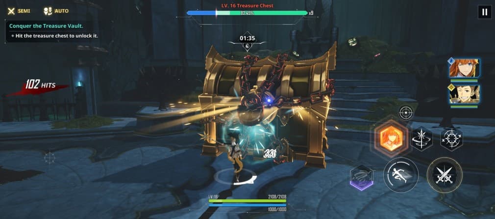 Hunters fighting treasure chest gate