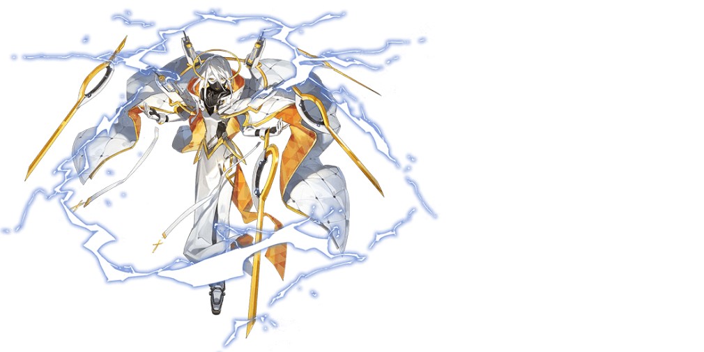 Alchemy Stars character Michael casting his lightning