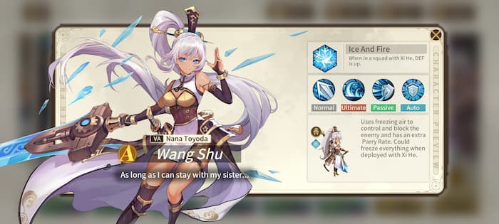 Wang Shu wielding a huge blue crystal sword
