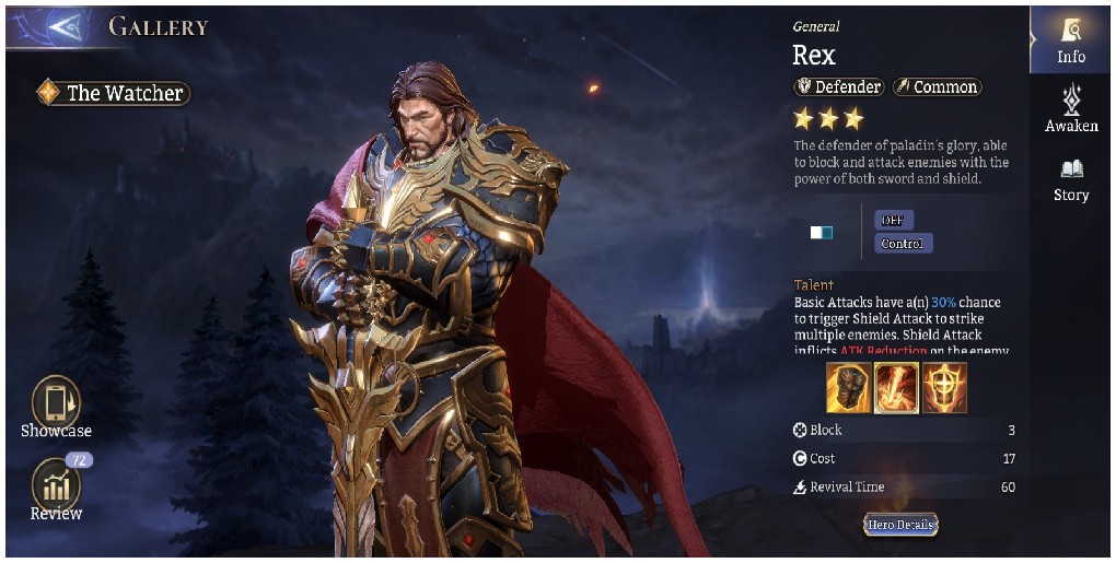 Rex the defender in a glorious black armour