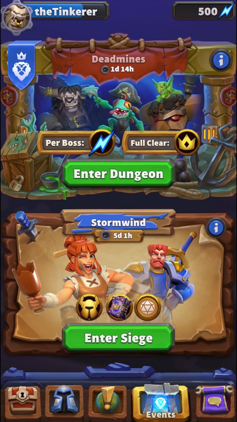 Screenshot of the new modes in the menu of Warcraft Rumble